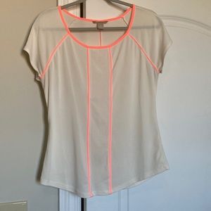 Banana Republic white cap sleeve blouse with orange piping medium